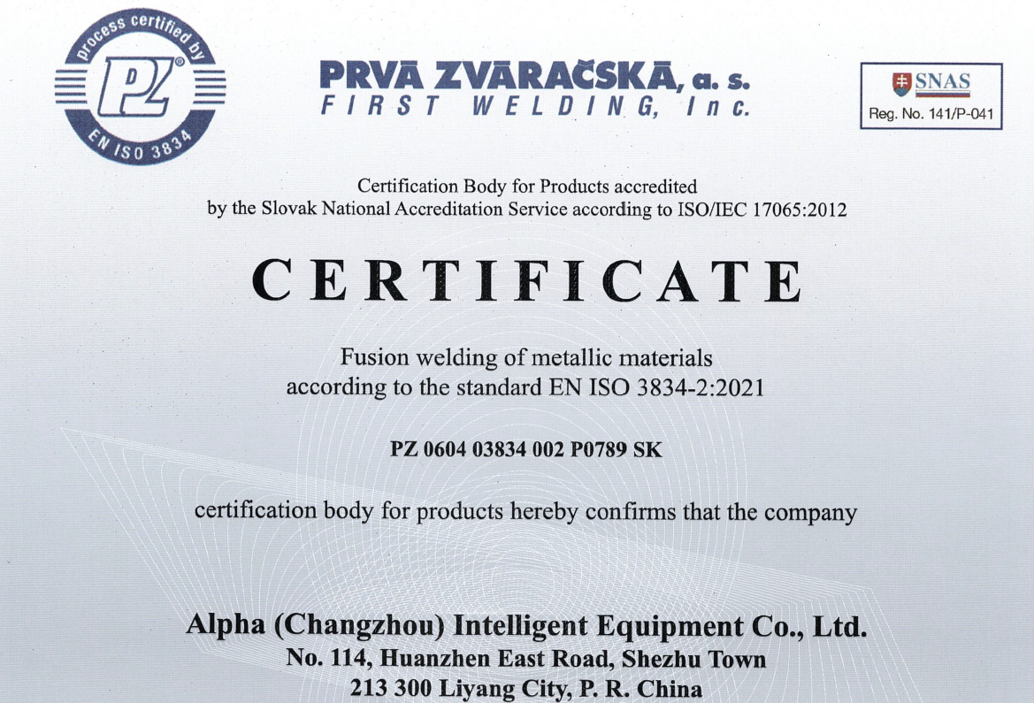 CERTIFICATE EN ISO 3834-2